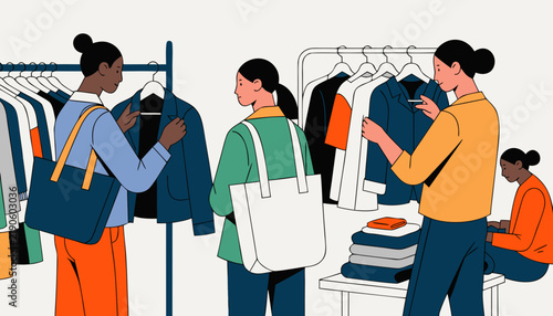 Bild auf Leinwand Secondhand Circular Fashion Vector