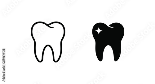 Tooth silhouette in black and white a simple vector illustration on a white background