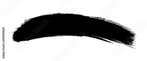 Curved black paint brush stroke, grunge ink smear texture