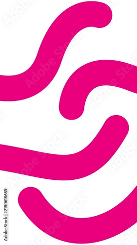 Animated magenta decorative wavy lines is drawn. Linear pink background. Looped video. Vector illustration isolated on white background.