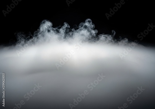 Ghostly human shapes slowly materialize from thick swirling fog in a dark and dramatic environment creating a captivating and mysterious atmosphere