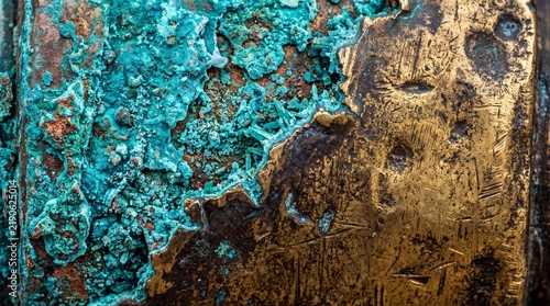 Corrosion and Patina on Aged Brass Metal Surface