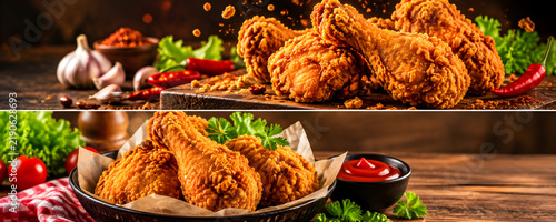 Chicken fry close-up poster & banner photo
