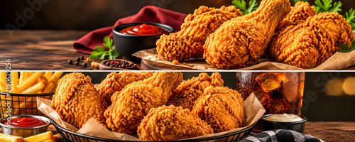 Chicken fry close-up poster & banner photo