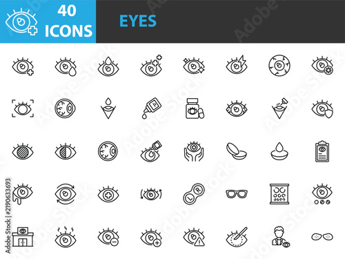 set of eye health icons,  eye care, optical