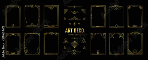 Art deco frame. Gold great gatsby ornament border, vintage modern geometric decoration. Luxury and elegant. Invitation design, luxury packaging and vintage typography vector isolated sign