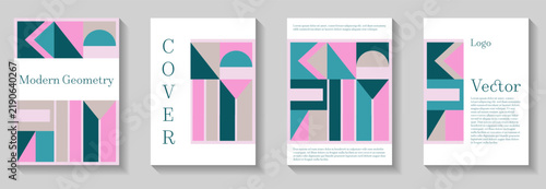 фотографія Cool geometric pattern background covers set