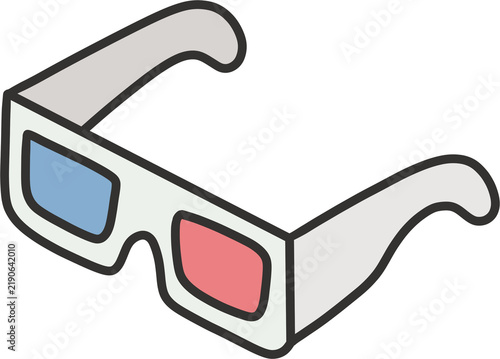 Fotografía 3D cinema glasses vector illustration, anaglyph red and blue 3D glasses icon