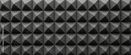 Plakat Pattern of pyramid acoustic foam studio wall panel. Soundproofing and sound dampening surface texture