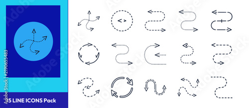 Dotted, Curved, and Serpentine Directional Arrow Line Icons Pack