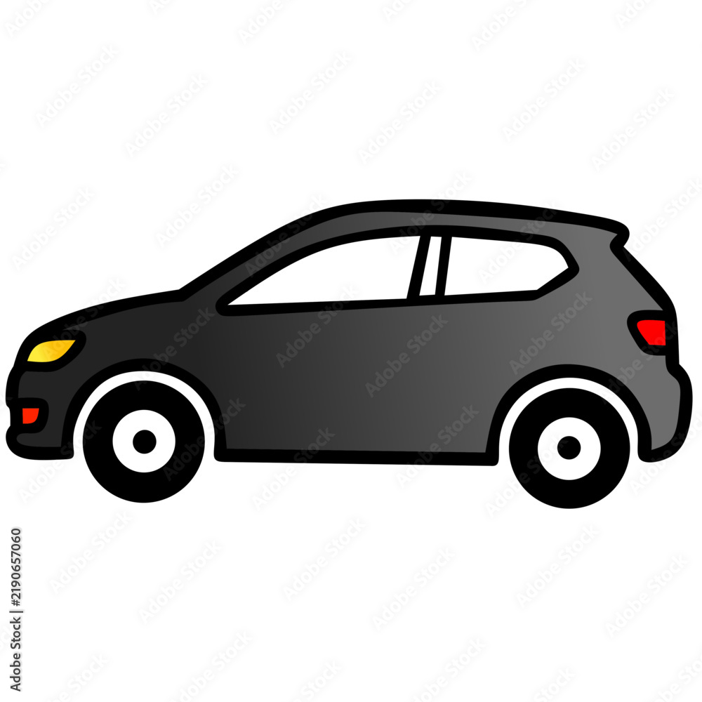 Naklejka premium Black Car Cartoon Isolated on transparan Background