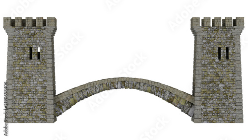 Foto Two Medieval Towers Arch Bridge Castle Historic Art