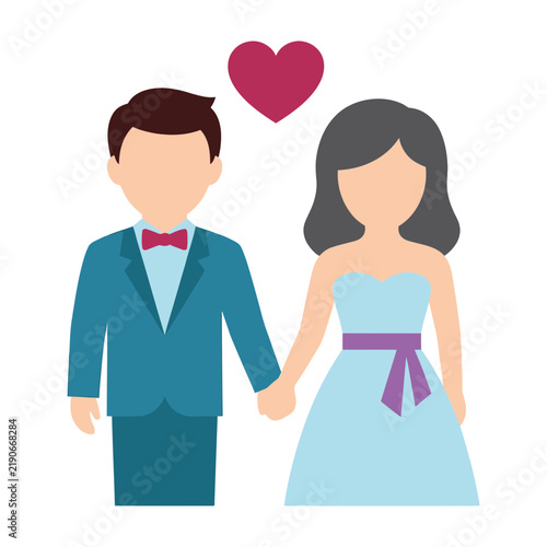 Foto Cute Couple Holding Hands With Heart Symbol
