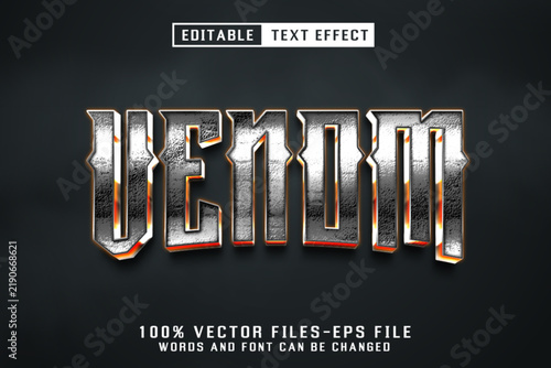 Venom Heavy Metal Steel Glowing 3D Text Effect Vector EPS