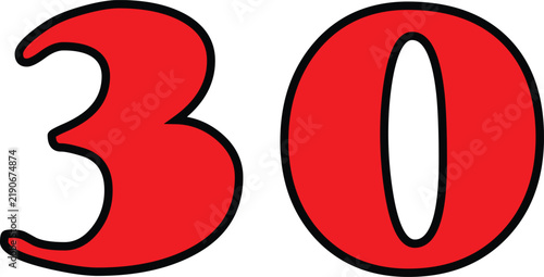 Фотография Number 30 Typography Design Isolated on Background