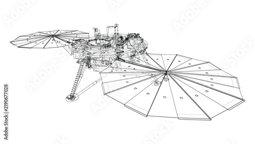 spacecraft wireframe illustration. Vector