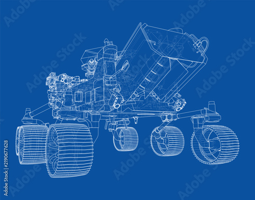 Mars rover wireframe illustration. Vector