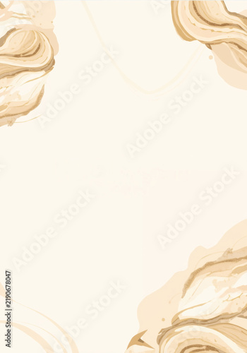 Elegant light background with elegant golden and white waves, complemented by a thin decorative sprig with small amber details on the left.