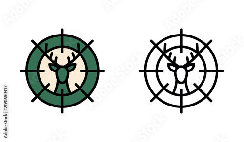 Deer head icon in green circle target for hunting and outdoor recreation.