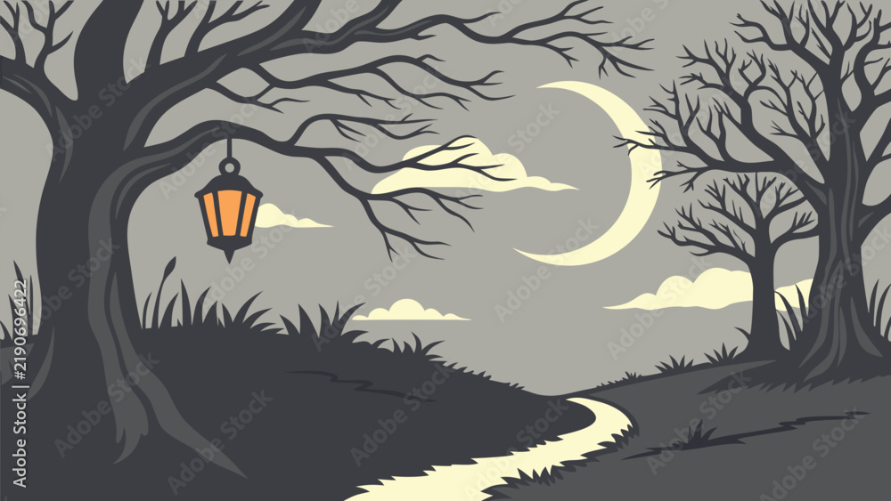 Fototapeta premium Halloween night landscape