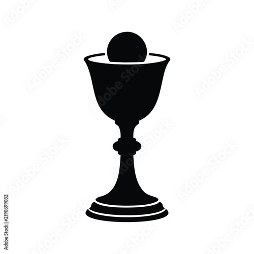 Bild auf Leinwand Holy grail chalice silhouette black icon for religious eucharist rite and church art