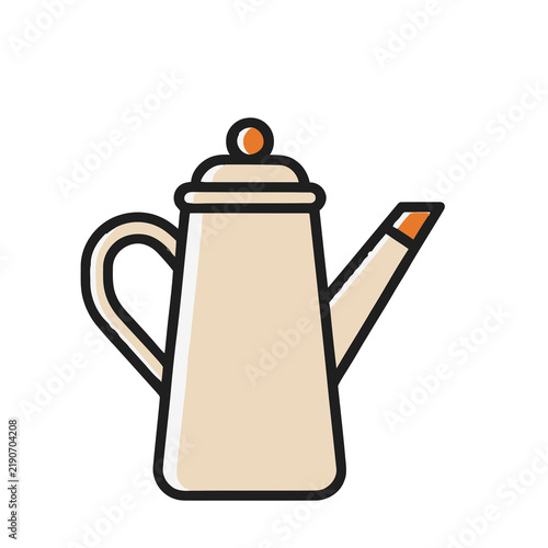 Cuadro en lienzo Stylized beige teapot with orange accents