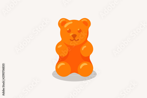 Orange Gummy Bear Halloween Candy Vector Illustration, Jelly Bear Sweet Isolated on Background