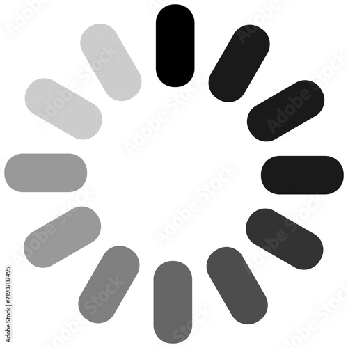 Obraz na płótnie Rounded pill dash loading spinner icon representing system buffering status and
