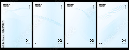 Abstract wave poster template vector set for soft blue background design