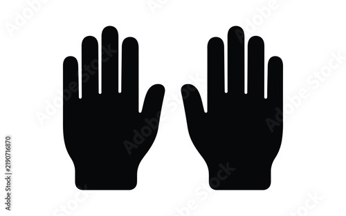 Black silhouette of two open human hands facing forward palm