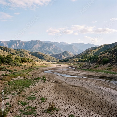 Dried Riverbed Landscape Indicative of El Niño Drought Conditions