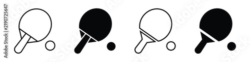Table tennis paddle ball icon vector set