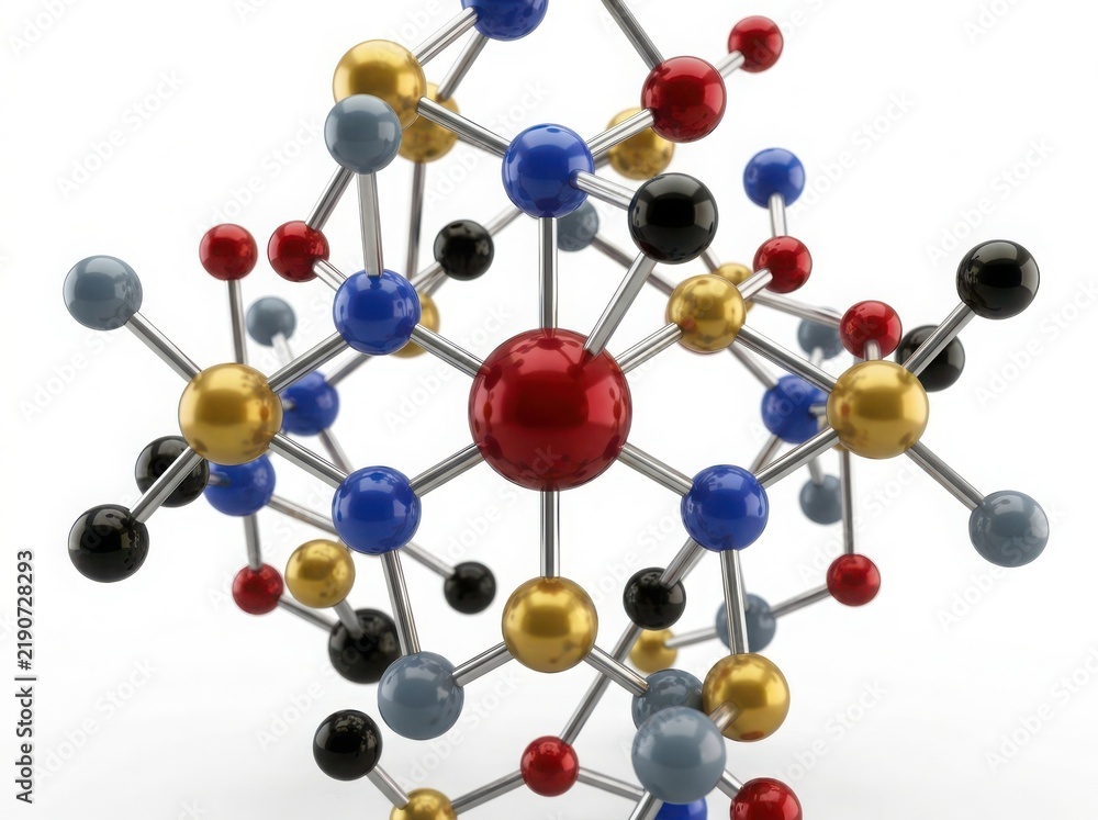 Obraz premium Abstract molecular structure model isolated on white background