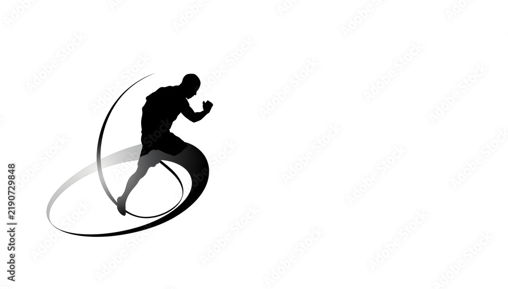 Obraz premium Black silhouette of a jumping rope arranged in a dynamic curve, isolated on pure white background, minimal high contrast design