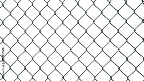 Fotografie Dark grey metal chain link fence pattern, isolated on transparent background