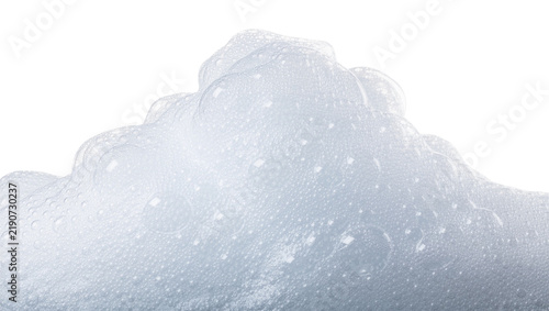Delicate white foam with small bubbles, isolated on transparent background