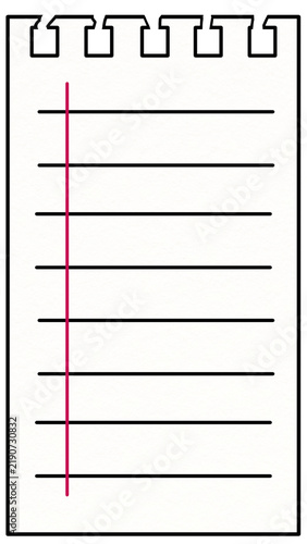 Plain kraft paper spiral notebook with a tear, on a transparent background. Illustration of white notebook sheet texture for school, office and educational.