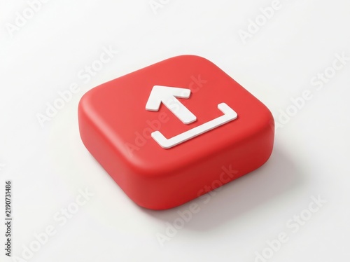 Obraz na płótnie 3d red upload icon button isolated on white background