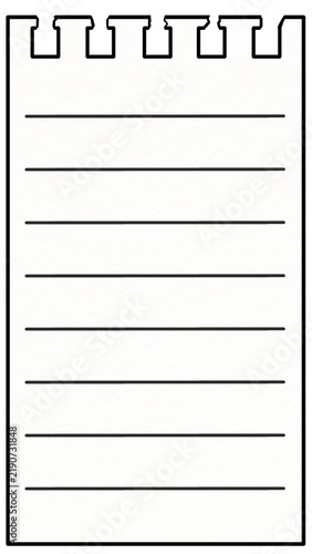 Plain kraft paper spiral notebook with a tear, on a transparent background. Illustration of white notebook sheet texture for school, office and educational.