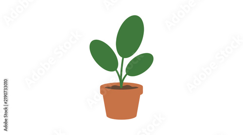 Potted Houseplant Flat Vector Illustration