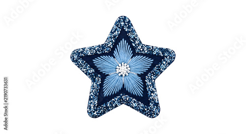 Konstfotografi Blue embroidered star patch with sparkly glitter border, decorative craft for apparel and accessories