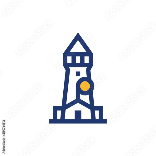 Coastal Lighthouse Navigation Beacon Flat Vector Icon