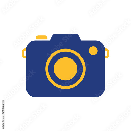 Minimalist Blue and Yellow Flat Design Camera Icon