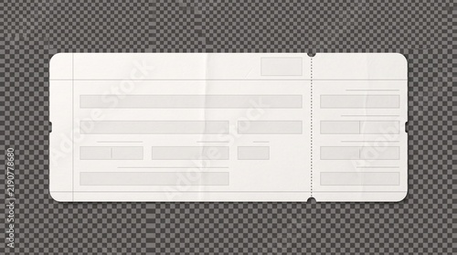 stub entry admission voucher coupon paper blank white stubbed perforated tear tearable document form printed print flat retro vintage classic old on transparent background