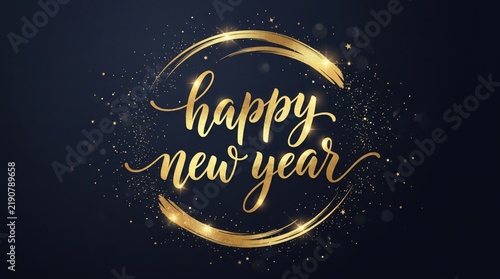 Elegant Gold Happy New Year Typography Design