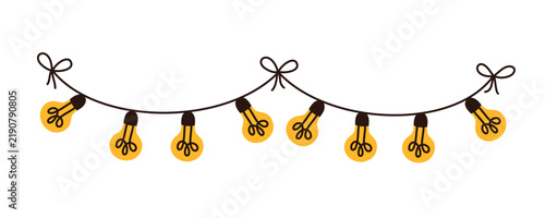 Christmas garland with lights. Perfect for stickers and seasonal branding.