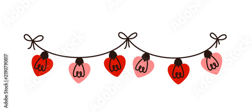 A festive garland with heart-shaped lights. Perfect for holiday branding, stickers, and cards.