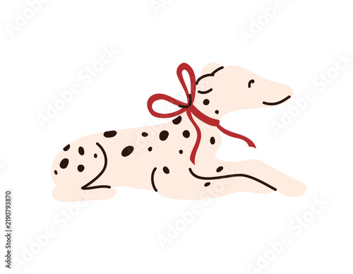 Dalmatian dog with a ribbon. Perfect for cards and stickers.