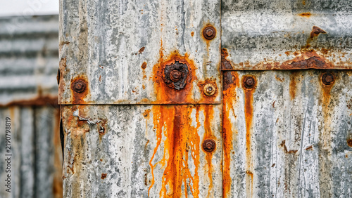 Obraz na płótnie Rusty galvanized steel farm siding texture