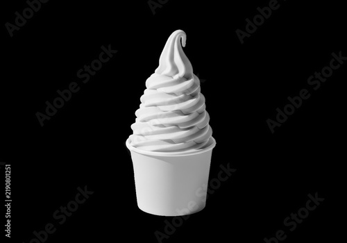 Yellow soft serve ice cream in a small paper cup isolated on transparent background
